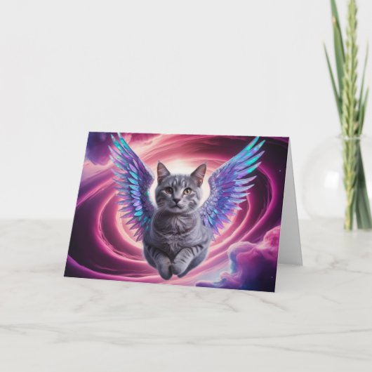 縞模様の猫の天使の慰めのカード カード (正面)