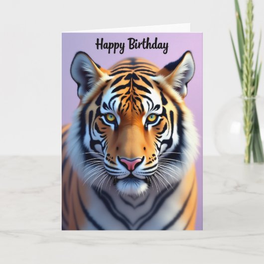 縞模様の猫の誕生日カード カード (正面)