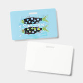 縞模様の移動する魚（どんな色でも）サンダーコーブ バッジ (正面＆裏面)