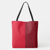 縞模様の赤と黒がキュートで楽しい トートバッグ (裏面)