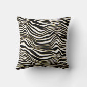 縞模様アニマルプリント黒金ゴールド縁白色 クッション (裏面)