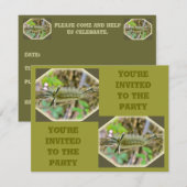 縞模様タソックモスキャタピラーバースデーパーティー 招待状 (正面/裏面)