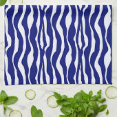 縞模様 – ダークコバルトブルーとホワイト キッチンタオル (折り畳み)