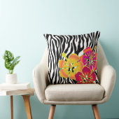 縞模様+ハイビスカス花 クッション (椅子)