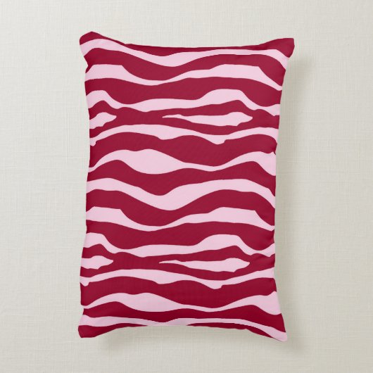 縞模様 – バーガンディとピンク アクセントクッション (裏面(縦))