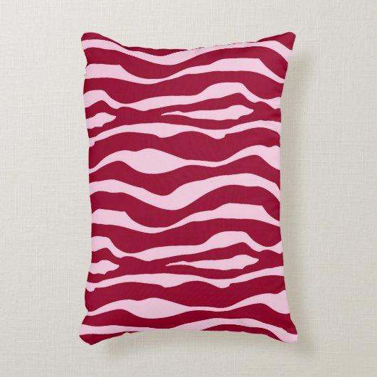 縞模様 – バーガンディとピンク アクセントクッション (正面(垂直))