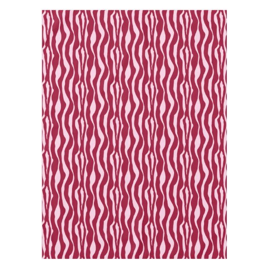 縞模様 – バーガンディとピンク テーブルクロス (正面)