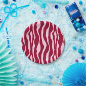 縞模様 – バーガンディとピンク ペーパープレート (パーティー)