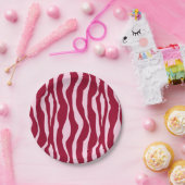 縞模様 – バーガンディとピンク ペーパープレート (パーティー)