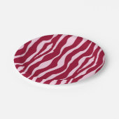 縞模様 – バーガンディとピンク ペーパープレート (アングル)
