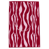 縞模様 – バーガンディとピンク ミディアムペーパーバッグ (正面)