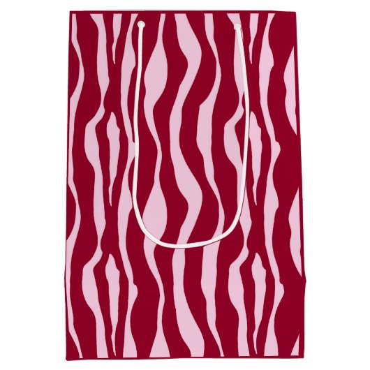 縞模様 – バーガンディとピンク ミディアムペーパーバッグ (裏面)