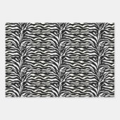 縞模様、白黒、ホットピンク ラッピングペーパーシート (正面3)