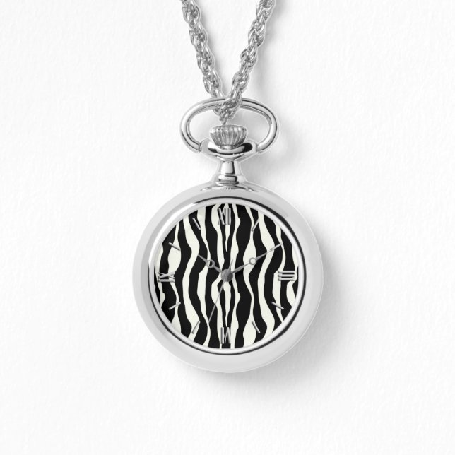 縞模様 – 白黒 腕時計 (正面)