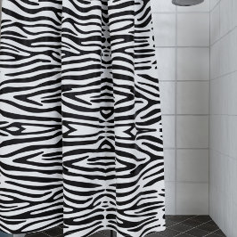 縞模様（縞模様） (白黒アニマルプリント) シャワーカーテン