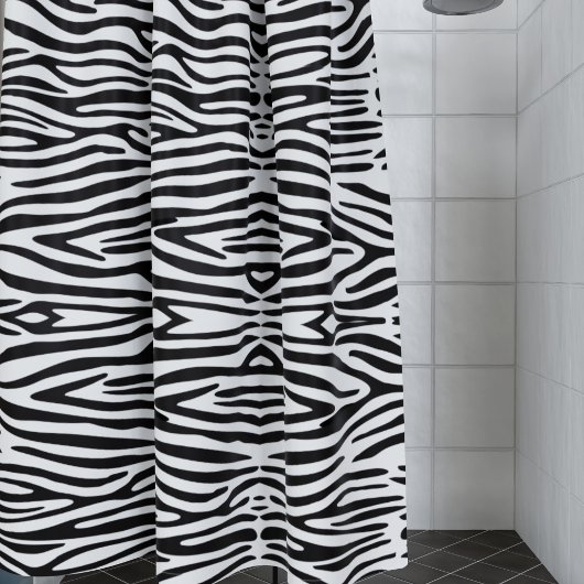 縞模様(縞模様) (白黒アニマルプリント) シャワーカーテン