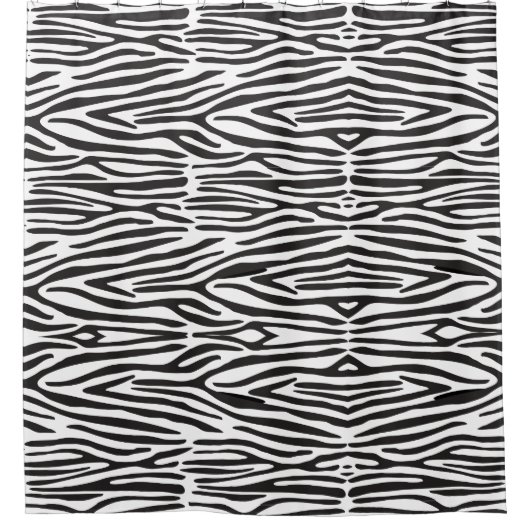 縞模様(縞模様) (白黒アニマルプリント) シャワーカーテン (正面)