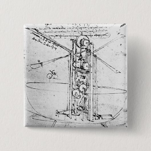 縦に立つ鳥飛んだ飛行 缶バッジ (正面)