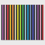 縦のより広いスペクトルの虹および黒のストライプ ラッピングペーパー (フラット)