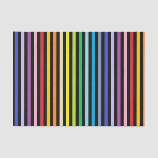 縦のより広いスペクトルの虹および黒のストライプ 薄葉紙 (正面)
