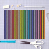 縦のより広いスペクトルの虹および黒のストライプ 薄葉紙 (クラフト)