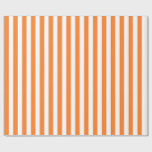 縦のオレンジおよび白のストライプ ラッピングペーパー (フラット)