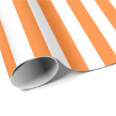縦のオレンジおよび白のストライプ ラッピングペーパー (ロールコーナー)