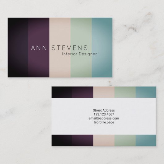 縦のカラフルのストライブ柄パターン陰ライトは編集します 名刺 (正面/裏面)