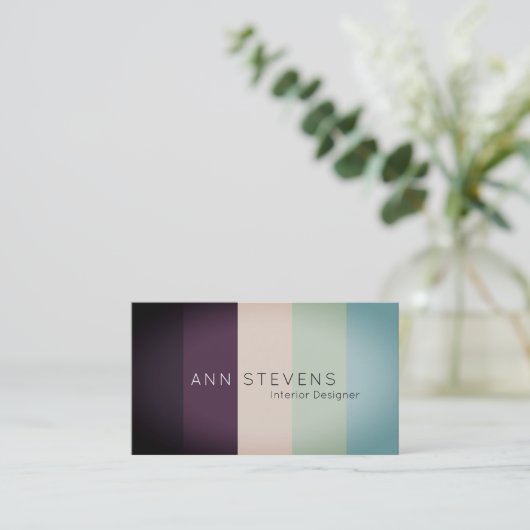 縦のカラフルのストライブ柄パターン陰ライトは編集します 名刺 (スタンド正面)