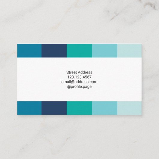 縦のカラフルのストライブ柄パターン青緑は編集します 名刺 (裏面)