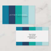 縦のカラフルのストライブ柄パターン青緑は編集します 名刺 (正面/裏面)
