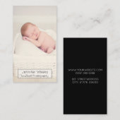 縦のベビーの写真撮影の生まれたばかりのなカメラマン 名刺 (正面/裏面)
