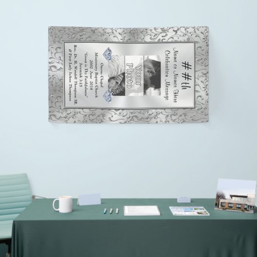 縦の写真およびパーソナライズなパーティーの旗 横断幕 (トレードショー)