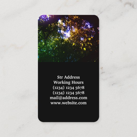縦の写真のイメージの自然なカバー 名刺 (裏面)