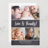 縦の愛と写真感謝していのコラージュ赤ちゃんシャワー サンキューカード (正面/裏面)