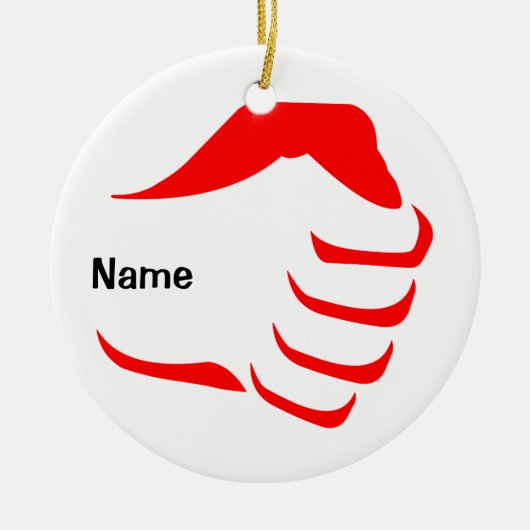 縦の握りこぶしのオーナメント セラミックオーナメント (正面)