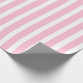 縦の柔らかいピンクおよび白のストライプ ラッピングペーパー (角)