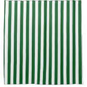 縦の緑および白のストライプ シャワーカーテン (正面)