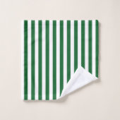 縦の緑および白のストライプ バスタオルセット (ウォッシュタオル)