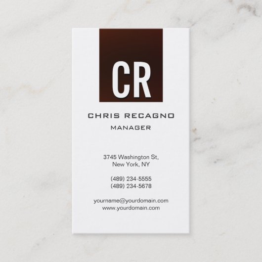 縦の茶色い赤い白の背景の名刺 名刺 (正面)