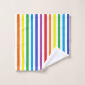縦の虹および白のストライプ バスタオルセット (ウォッシュタオル)