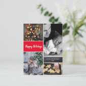 縦の赤いクリスマスフォトコラージュ シーズンポストカード (スタンド正面)