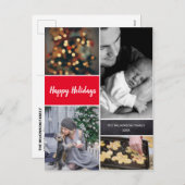 縦の赤いクリスマスフォトコラージュ シーズンポストカード (正面/裏面)