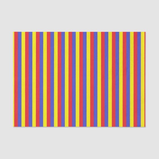縦の赤く、青および黄色のストライプ 薄葉紙 (正面)