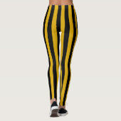 縦の金ゴールドおよび黒のストライプ レギンス (裏面)