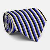 縦の青、ベージュ色および黒のストライプ ネクタイ (ロール)