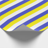 縦の青、黄色および白のストライプ ラッピングペーパー (角)