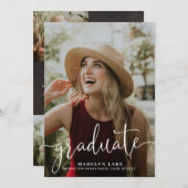 縦エレガント4枚の写真2023卒業 案内状 (正面/裏面)