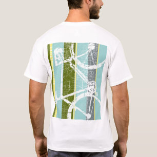 縦カッコいい付き自転車のストライプT型 Tシャツ