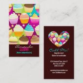 縦カラフルなカップケーキ 名刺 (正面/裏面)